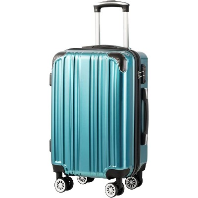 Coolife Luggage,Suitcase PC+ABS Spinner 24in  Carry on (green new, M(24in))