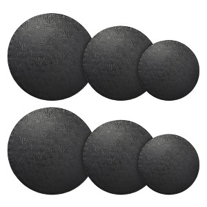 Juvale Set of 6 Black Cake Drums, 8, 10, and 12-Inch Round Cake Boards for Baking, 1/2" Thick and Sturdy (2 of Each Size) - 1 of 4
