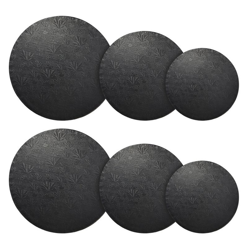 Juvale Set of 6 Black Cake Drums, 8, 10 and 12 Inch Round Boards for Baking (2 of Each Size), 1 of 9
