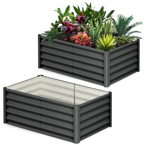 2PCS Galvanized Raised Garden Bed, 6x3x1.5ft Metal Raised Garden Beds Outdoor - Heavy-Duty Planter Boxes Outdoor for Vegetables, Herbs, Flowers - 1 of 4
