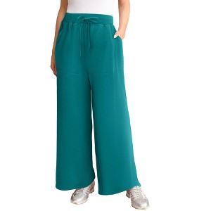 Roaman's Comfort+ Fleece Flared Sweatpants - 1 of 2