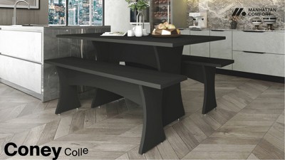 Coney Gray MDF Mid-Century Modern Dining Bench Set