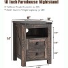 Farmhouse Nightstand wtih Charging Station, 18" End Table Side Table with 2 Drawers for Bedroom, Living Room - 4 of 4