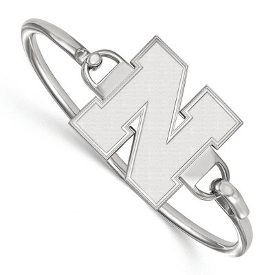 Black Bow Jewelry Sterling Silver Nebraska Cornhuskers NCAA Bangle Bracelet 7 Inch