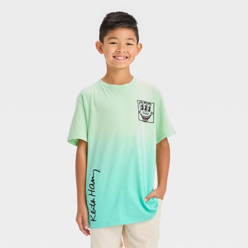 Boys&#39; Keith Haring Dip Dye Elevated Short Sleeve Graphic T-Shirt - Mint Green, 1 of 5