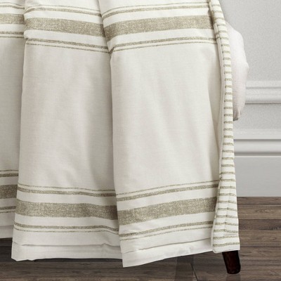Neutral Cotton Reversible Striped Throw Blanket 60" x 50"
