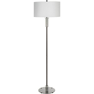 Uttermost Modern Floor Lamp 64 3/4" Tall Polished Nickel Crystal White Linen Drum Shade for Living Room Reading House Bedroom Home - 1 of 1