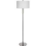 Uttermost Modern Floor Lamp 64 3/4" Tall Polished Nickel Crystal White Linen Drum Shade for Living Room Reading House Bedroom Home