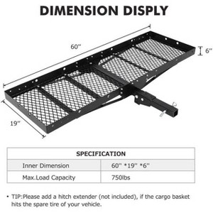 Hitch Mount Cargo Carrier Basket, Hauling Weight Capacity of 500 Lbs Hitch Cargo Carrier Rear Luggage Basket for Car SUV Camping Traveling - 1 of 4
