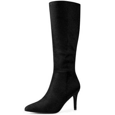 Perphy Women's Pointed Toe Side Zip Stiletto Heel Knee High Boots