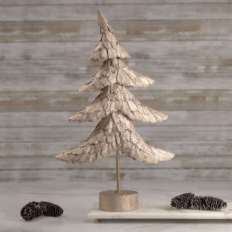 Northlight 18" Layered Bronze Tree with Wood Base Christmas Decoration, 2 of 5