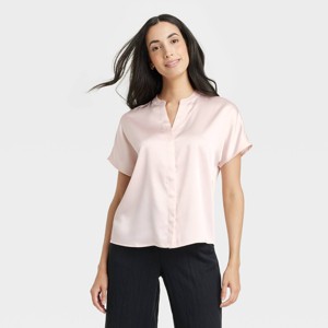 Women's Short Sleeve V-Neck Blouse - A New Day™ - 1 of 3