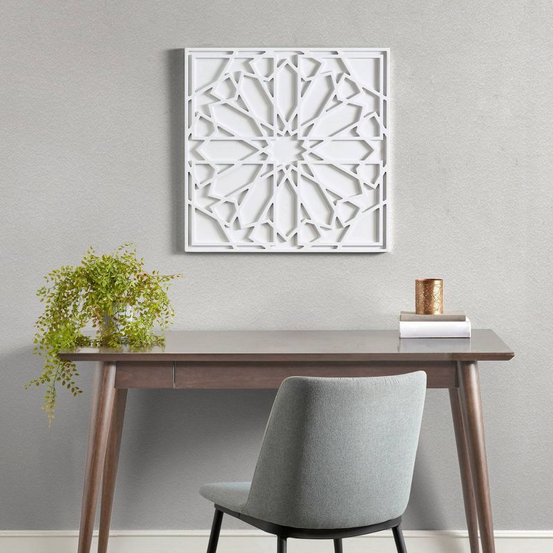 Boho Notion Square Carved Wall Panel White, 3 of 9