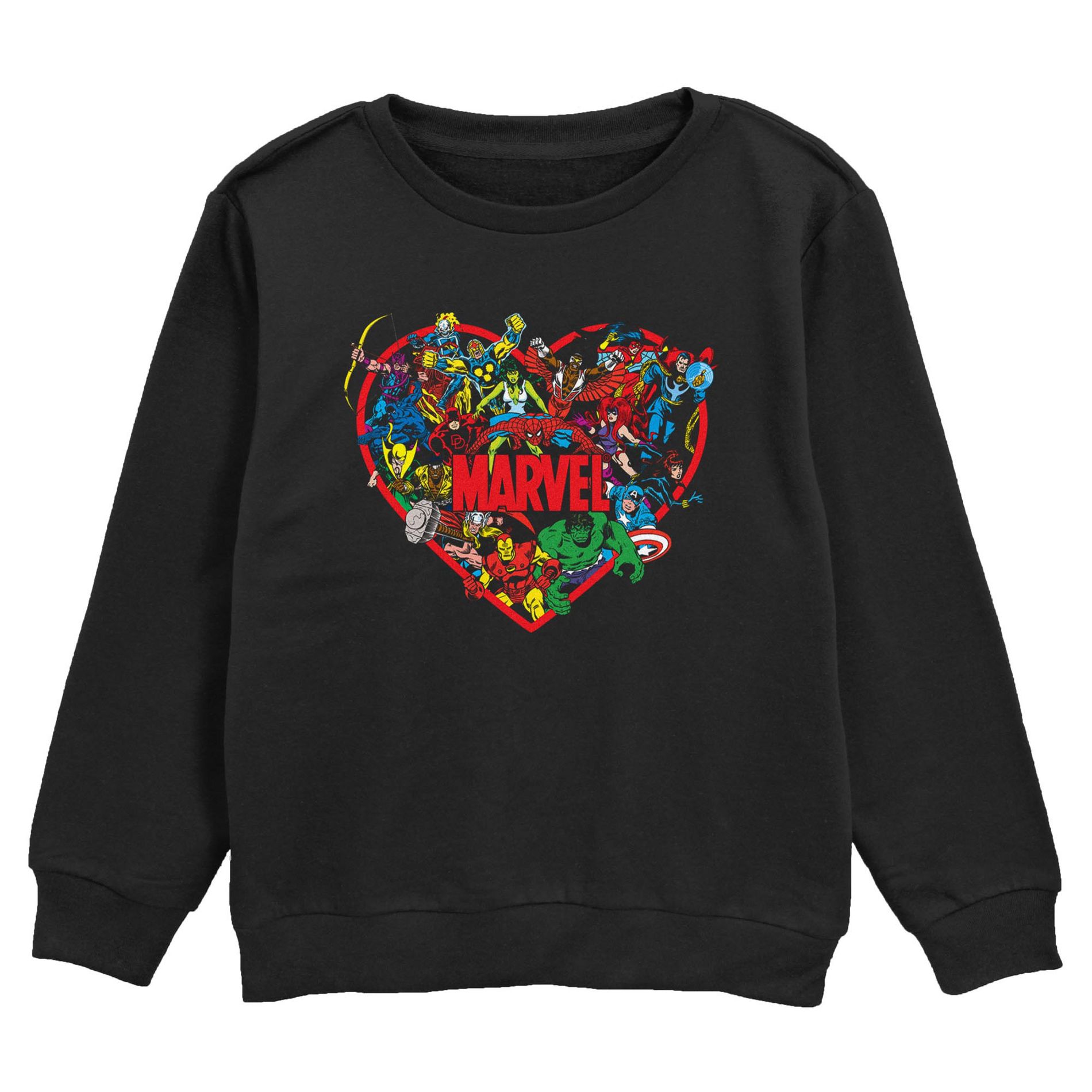 Boy's Marvel Hero Heart  Sweatshirt - Black - Large
