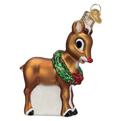 Old World Christmas 3.75 In Rudolph The Red-Nosed Reindeer Ornament Wreath Tree Ornaments