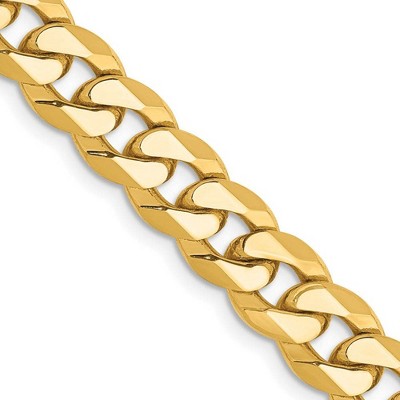 Black Bow Jewelry Men's 10k Yellow Gold 11mm Hollow Miami Cuban (Curb) Chain Bracelet