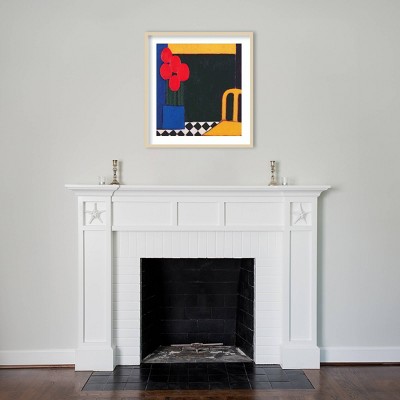 31" x 33" Tulips and Yellow Chair by Eithne Donne Wood Framed Wall Art Print - Amanti Art: Giclee Lithograph, Modern Decor