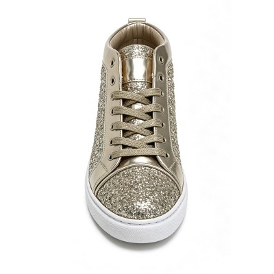 Bangka Men's High Top Sneakers Fashion Glitter Blink Lace Up Dress Shoes, gold-9.5 — фото 4