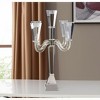 HomeRoots 20" Clear Faceted Crystal Tabletop Candelabra Candle Holder - 2 of 4