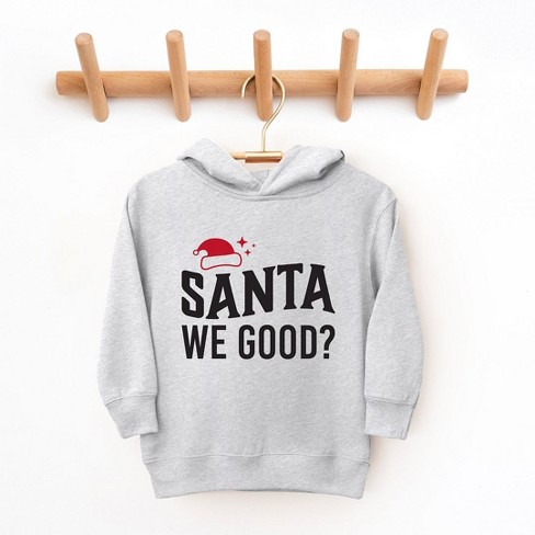 The Juniper Shop Santa We Good Glitter Toddler Graphic Hoodie 2T Heather Grey