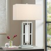 360 Lighting 29" Tall Rectangular Modern End Table Lamp Mirrored Glass Finish Metal Single Off-White Shade Living Room Bedroom Bedside Nightstand - 2 of 4