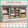 Farmhouse 59" Wood Dresser w/ Sliding Barn Doors & 4 Drawers - TV Stand, Bedroom/Living Room Storage - 3 of 4