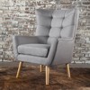 Polyester Mid-Century Modern Tufted Back Club Chair with Rubberwood Legs, Tapered Legs, and Flared Arms - 3 of 4