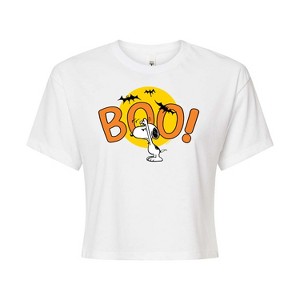 Women's - Peanuts - Boo Snoopy Cropped Graphic T-Shirt - 1 of 4