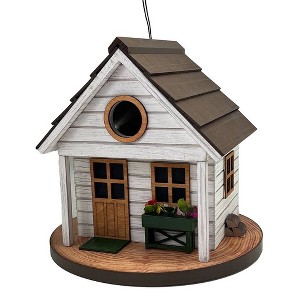 Home Bazaar 8" Ridgewood Cottage Wood Bird House White - 1 of 2