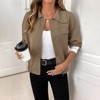 Coolmee Women Bomber Jacket Casual Button Down Varsity Jackets Shackets With Pockets Outwear  Jackets Fall Outfits - 4 of 4