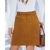 Women's Corduroy High Waist Short Skirt - Trendy Fall Skirt with Elastic Waist & Patch Pockets Cashew Brown - 2 of 4