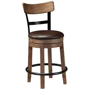 Pinnadel Uph Swivel Counter Height Barstools Light Brown - Signature Design by Ashley