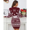 Women's Cute Ugly Christmas Sweater Dress Long Sleeve Crew Neck Pullover Reindeer Snowflakes Printed Holiday Mini Sweater Dress - 2 of 4