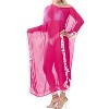 LA LEELA Women's House Daily Routine Evening Wear Loungewear Sheer Solid Casual Cover Up Relaxed Caftan Maxi Dresses for Women XL-XXL Pink, Solid - 2 of 4