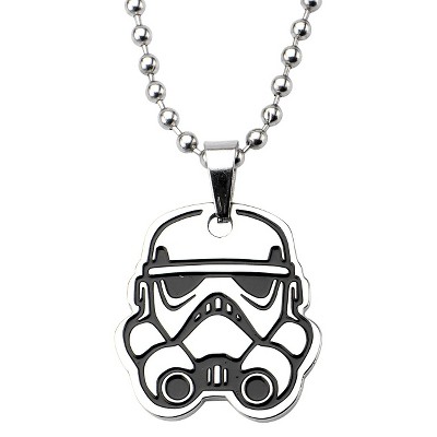 Men's Star Wars Stormtrooper Cut Out Stainless Steel Pendant (18")