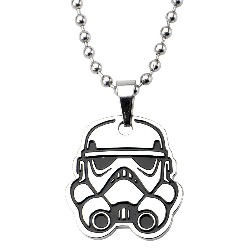 Men's Star Wars Stormtrooper Cut Out Stainless Steel Pendant (18"), 1 of 3