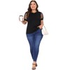 Agnes Orinda Women's Plus Size Crew Neck Mesh Short Sleeve Summer Casual Blouse - 3 of 4