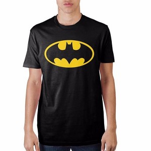 Batman Classic Yellow Bat Logo Black Graphic Tee Shirt T-Shirt - 1 of 1