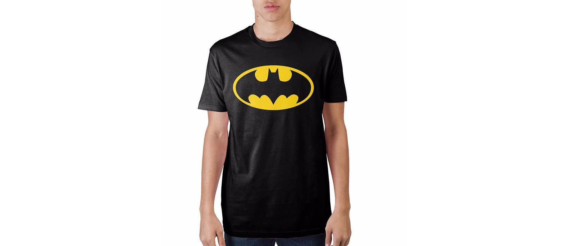 Batman Classic Yellow Bat Logo Black Graphic Tee Shirt T-Shirt