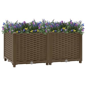 vidaXL Raised Bed Light Grey Polypropylene Medium Planters - Brown 31.5" x 15.7" x 15" - 1 of 4