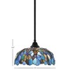 Toltec Lighting Any 1 - Light Pendant in  Matte Black with 16" Blue Mosaic Art Glass Shade - 2 of 2