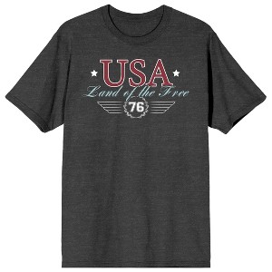 Americana USA Land Of The Free 76 Crew Neck Short Sleeve Charcoal Heather Men's T-shirt - 1 of 3