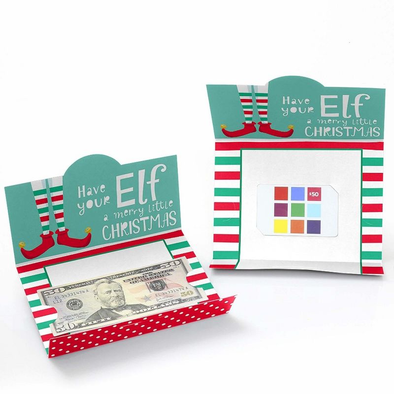Big Dot of Happiness Elf Squad - Kids Elf Christmas and Birthday Party Money and Gift Card Holders - Set of 8, 2 of 5