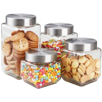 Home Basics 4 Piece Canister Set with Stainless Steel Lids