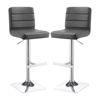 Simple Relax Set of 2 Adjustable Bar Stools with Metal Footrest