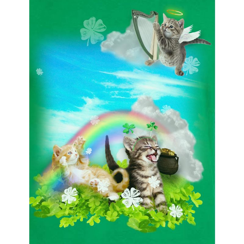 St. Patrick's Day Shirt Green Irish Rainbow Angel Kittens Tee Green, 3 of 4