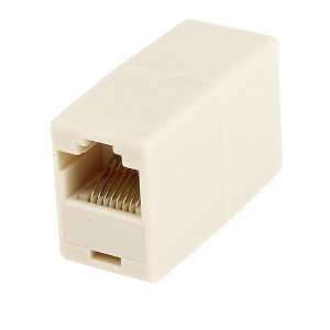 Unique Bargains RJ45 Double Female Telephone Adapter Connector Beige - 1 of 4