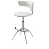 HomeRoots Set of Two White and Silver Metal and Faux Leather Low Back Adjustable Height Bar Chairs - 4 of 4