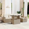vidaXL 6 Piece Patio Sofa Set with Cushions Beige and Cream Poly Rattan - Without Storage - 2 of 4