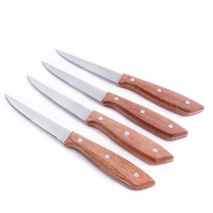 Gibson Home Seward 4 Piece Stainless Steel Steak Knife Cutlery Set with Wood Handles - 1 of 4